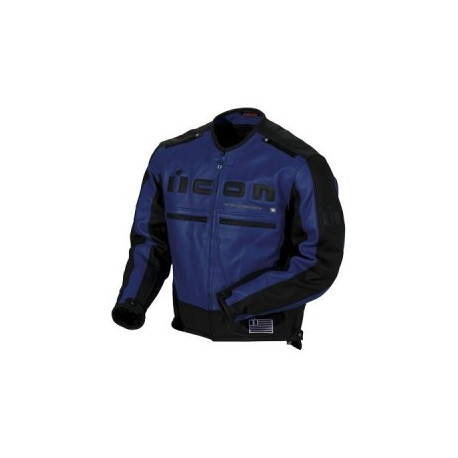 Icon veste cuir Motorhead bleu/noir M