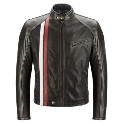 Belstaff veste cuir Seeley noir/rouge/ivoir L